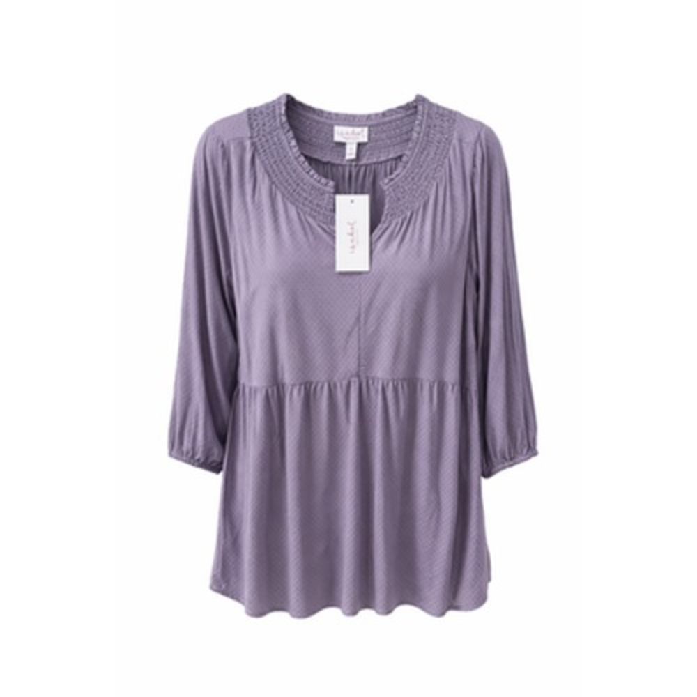 Isabel by Ingrid & Isabel Maternity Top XL Purple Smocked Clip Dot Blouse NWT